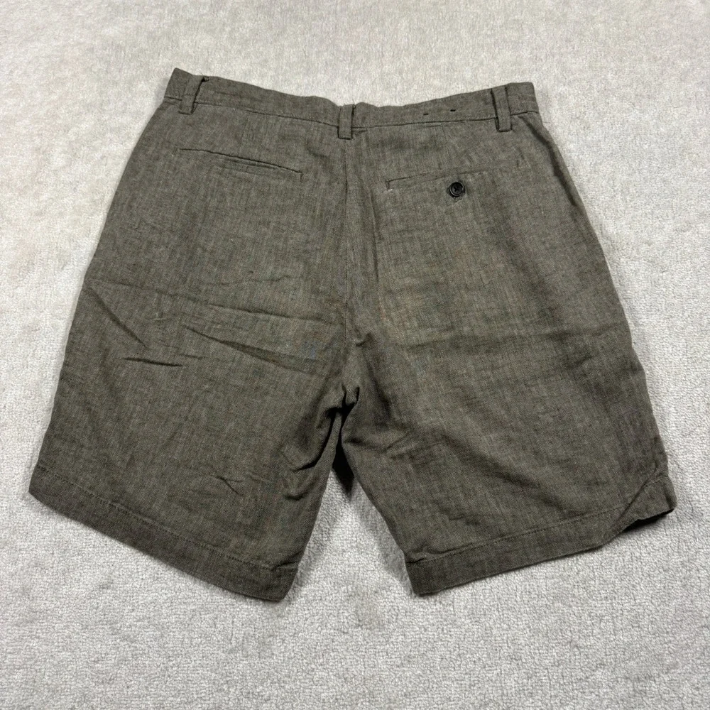 Banana Republic Shorts Men 32 Brown Aiden Slim Linen Cotton Herringbone 9 Inseam